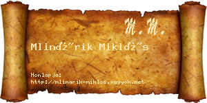 Mlinárik Miklós névjegykártya